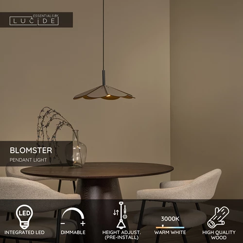 Lucide BLOMSTER - Pendant light - Ø 47 cm - LED Dim. - 1x9W 2700K - Taupe | Essential - USP